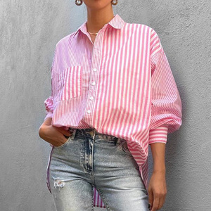 Venta al por mayor 2023 nueva ropa <span class=keywords><strong>de</strong></span> mujer <span class=keywords><strong>de</strong></span> talla grande blusa <span class=keywords><strong>de</strong></span> mujer <span class=keywords><strong>de</strong></span> rayas <span class=keywords><strong>de</strong></span> manga larga suelta <span class=keywords><strong>de</strong></span> moda <span class=keywords><strong>de</strong></span> mujer - Product Image 2