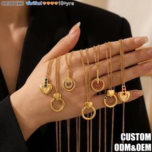 CAIOOCHE Nouveautés Collier Pendentif Géométrique Tendance en Acier Inoxydable <span class=keywords><strong>Plaqué</strong></span> <span class=keywords><strong>Or</strong></span> <span class=keywords><strong>pour</strong></span> Femme, Idéal <span class=keywords><strong>pour</strong></span> les Occasions Festives - Product Image 1