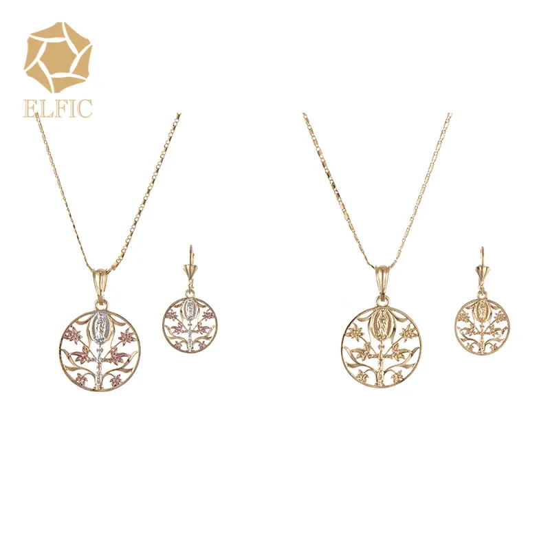 Elfic Jewelry Sets Wedding Golden Alloy Women Gift Gold Party Accessories Stone Crystal China