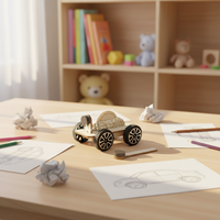Coche de madera magnético para armar, rompecabezas 3D, kit de experimentos científicos STEM, modelo cortado con láser, juguete educativo para niños