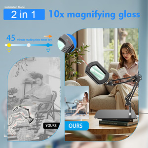 <span class=keywords><strong>Loupe</strong></span> carrée 10X <span class=keywords><strong>avec</strong></span> lumière et support, lampe de bureau mains libres <span class=keywords><strong>avec</strong></span> pince <span class=keywords><strong>pour</strong></span> la lecture, l'artisanat, les loisirs créatifs et les travaux de précision - Product Image 3