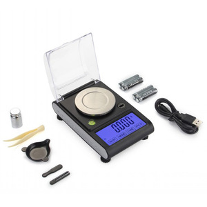 Electronic Scale 50g/0.001g LCD Display With Lid Jewelry Weighing Scale Battery Powered Rectangle Shape DGGY-501 - Product Image 1