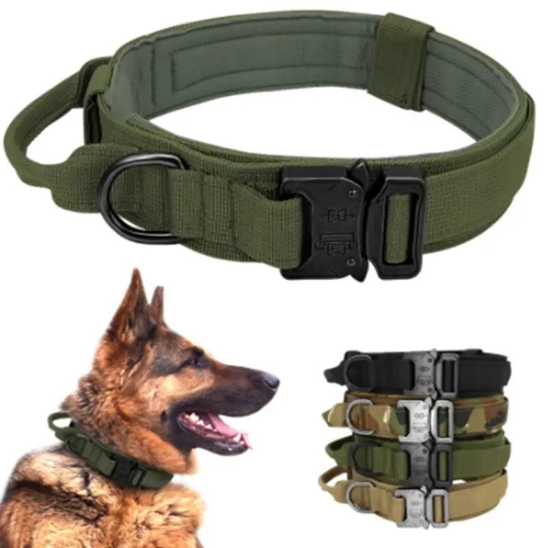 Amazon Hot Durable Tactical Dog Collar Leash Set Adjustable Pet Collar Leash Medium Large Dog German Shepherd Training