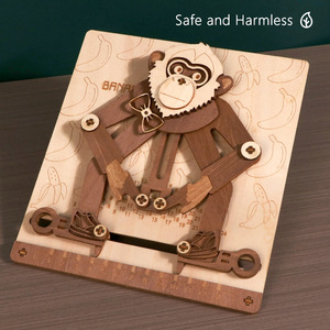 Rompecabezas 3D de corte láser personalizado, regalo ensamblado móvil DIY, modelo de transmisión mecánica de madera de mono, juguetes educativos para niños - Product Image 6