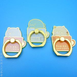 Sumikko Gurashi Phone <b>Ring</b> Holder Gold Alloy Cartoon Design Desktop Stand Manual <b>Clip</b> General Use - Product Image 1