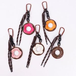Wholesale PU Leather Donut Keychain Cute <b>Chocolate</b> Bread Bag Pendant Versatile <b>Mini</b> Accessory Factory Direct - Product Image 1