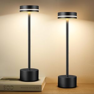 Lampe de table LED à commande tactile en aluminium, rechargeable par USB, 3 couleurs, luminosité réglable, lumière sans fil - Product Image 1