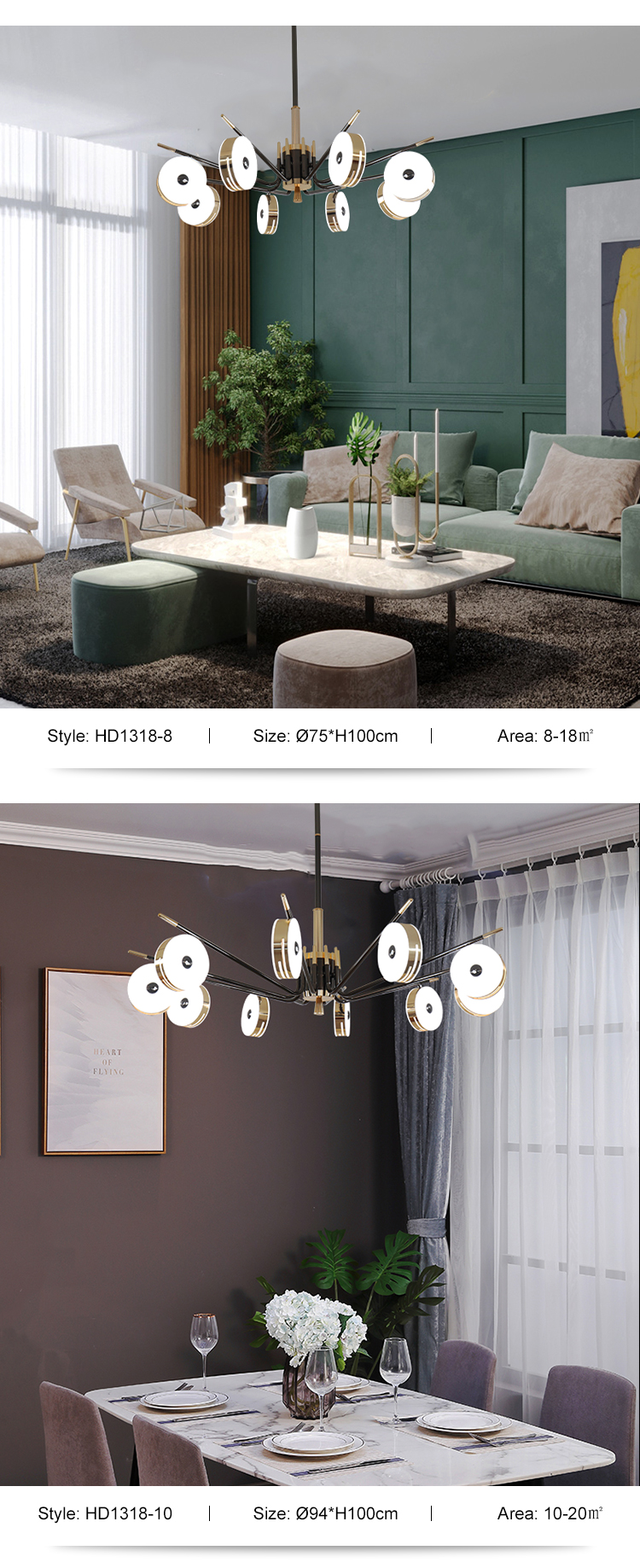 Modern Style Gold Decoration Dining Room Office Living room Bedroom Led Chandelier Light
