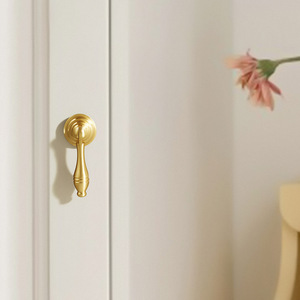 Solid Brass Cabinet Door Handle Single Hole Gold Color Lever Style Minimalist Design For Drawer Wardrobe Furniture Hardware - Product Image 4