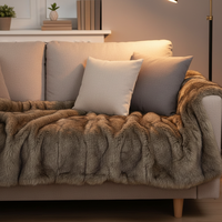 Plaid en fausse fourrure de vison Zhengtai 1000 GSM, doux, moelleux, élégant, réversible, super épais, chaud, confortable et luxueux