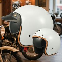 Casque de moto rétro demi-visage blanc certifié DOT Vintage Unisex Scooter Summer Helmets for Men Women ABS Material New