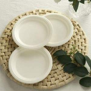 Plato de Bagazo de 7 Pulgadas, Vajilla Redonda Desechable de Caña de Azúcar, Ecológica, Apta para Microondas, Resistente al Calor, Proveedor - Product Image 1