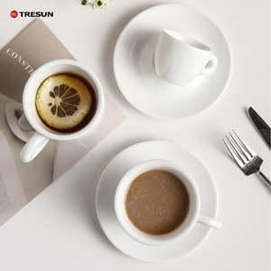 Tasse à expresso en porcelaine blanche avec logo personnalisé, tasse à latte, cappuccino, americano, tasse et soucoupe en céramique - Product Image 3