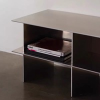 Meuble TV en acier inoxydable, meuble latéral, meuble de rangement, texture filaire, style industriel, minimaliste, meubles de salon