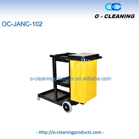 O-Cleaning Chariot de concierge en plastique robuste pour le ménage, chariot de nettoyage utilitaire à main, chariot de soutien pour concierge d'hôtel