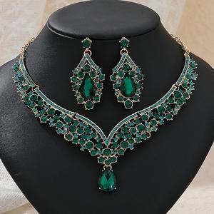 בינשואו שרשרת וינטאג עגיל סט עיצוב יוקרתי rhinestone zircon שרשרת נשים ערכת עגיל כלה כלה אביזרים חתונה - Product Image 3