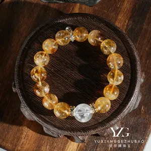 YXG Designer nouveauté ronde mixte jaune cristal pierre Bracelet et bracelet haute qualité bijoux fins femmes cadeau de fête pour enfants