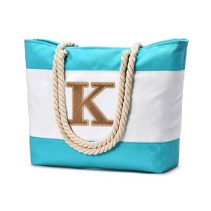 <b>Large</b> Capacity <b>Beach</b> Holiday Tote Sturdy Handles Striped Color Wholesale Sales Custom Canvas <b>Bag</b> with Rope - Product Image 2