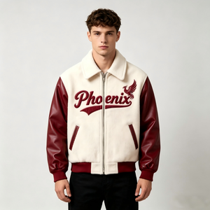 Custom Chenille Embroidery Varsity <strong>Jacket</strong> <strong>Men</strong> OEM/ODM Leather Sleeve Letterman <strong>Baseball</strong> <strong>Jacket</strong> Wool Body College <strong>Jackets</strong> - Product Image 3