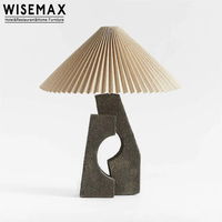 WISEMAX FURNITURE Tissu français léger luxe en fibre de verre Lampe de table LED Lampe de bureau Décoration intérieure pour villa Maison Salle d'étude Chambre à coucher