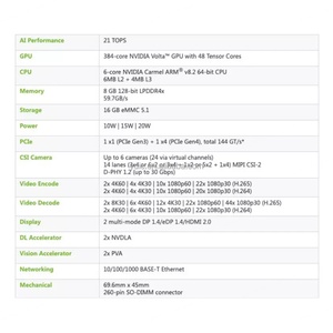 โมดูลเจ็ตสัน ซาเวียร์ เอ็นเอ็กซ์ รุ่นดั้งเดิม 8GB บอร์ดสำหรับนักพัฒนา AI 900-83668-0000-000 - Product Image 5