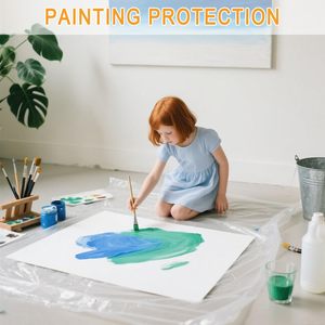 Drop Cloth Plastic Sheeting 9 X 12 Ft Waterproof Painters <b>Tarp</b> Furniture Floor Protection - Product Image 3