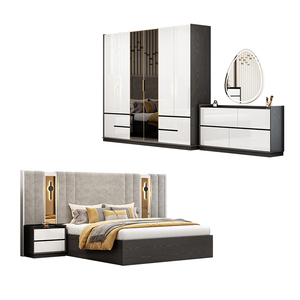 Ensemble complet de chambre à coucher de luxe de haute qualité en gros, <span class=keywords><strong>lit</strong></span> king size avec tête de <span class=keywords><strong>lit</strong></span> lumineuse, ensemble de meubles de chambre à coucher modernes en bois - Product Image 6