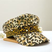 Gorras Newsboy con Estampado de Leopardo y Detalles de Perlas, Estilo Vintage, para Fiestas y Conciertos, para Chicas, Venta al Por Mayor