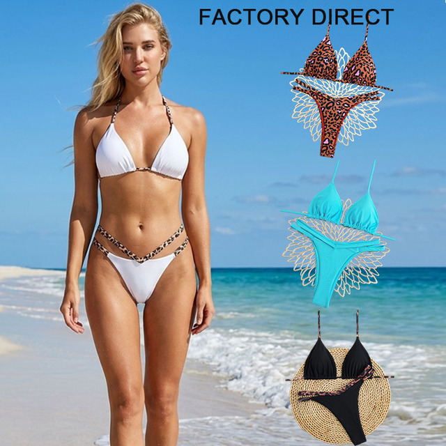 2026 New Arrival Sexy Luxury Leopard Print Triangle High Waist Push up Two Piece Women Swimming Suit Beachwear Bikini Set
