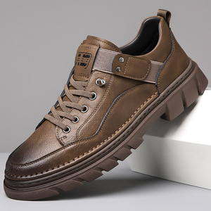 รองเท้าหนังลำลองผู้ชายสำหรับฤดูใบไม้ร่วง พื้นนุ่ม ส้นเตี้ย พื้นยาง รองเท้าสไตล์เดินเล่นสบายๆ - Product Image 1