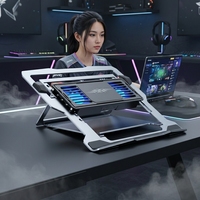 Support de refroidissement portable en aluminium D20 avec quatre ventilateurs pour ordinateur portable, idéal pour le gaming et le travail quotidien