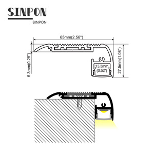 <span class=keywords><strong>Profilé</strong></span> en aluminium rainuré ALU6528 65mm * 28mm pour <span class=keywords><strong>nez</strong></span> <span class=keywords><strong>de</strong></span> <span class=keywords><strong>marche</strong></span>, éclairage <span class=keywords><strong>LED</strong></span> intégré pour zones <span class=keywords><strong>de</strong></span> passage – Vente chaude - Product Image 3