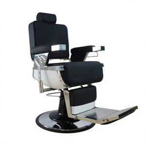 Sillón de Barbería de Lujo, Moderno, de Cuero PU de Alta Calidad, con Estructura de Acero Resistente, Color Negro - Product Image 1