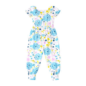 SR4069 Conjunto de pelele de manga corta con estampado floral colorido para bebés y niños, venta al por mayor, pelele para niña - Product Image 6