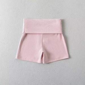 CNSHELL Pantaloncini Sportivi da Donna a Doppio Strato Sopra il Ginocchio con Fascia Elastica, <span class=keywords><strong>Micro</strong></span> Costine, per Yoga e Ciclismo, Colore Nude - Product Image 4