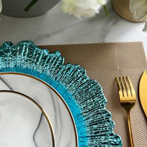 مخصص 13 بوصة ضوء الشعاب المرجانية الأزرق ، طاولة الزفاف الأنيقة ، ديكورات الحفلات ، شاحن لوحة الشعاب المرجانية البلاستيكية الفاخرة - Product Image 3