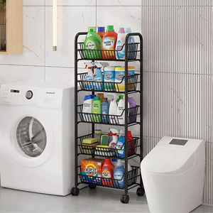 Carrito de Almacenamiento Rodante Delgado de 6 Pulgadas con Ruedas, Estante Metálico de 6 Niveles para Especias, Organizador Móvil para Cocina - Product Image 4