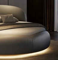 Modernes Luxuriöses Europäisches Ledersofa-Bett mit Wolkenkopfteil, Weich Gepolstert, Anpassbar, Wohnzimmermöbel in King- und Queen-Größen