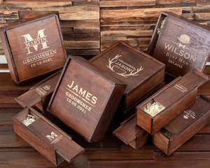 Personalizable Groomsmen Proposal Small Wooden Box Best Man Proposal Father of Bride Gift Cigar Gift Box Father as A Gift