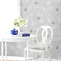 Rouleaux de papier peint vinyle non tissé moderne, motif floral gris, haute qualité, pour salon, chambre d'enfant, papier peint non tissé