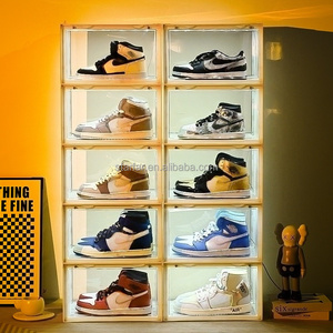 Scatola per Scarpe <span class=keywords><strong>Trasparente</strong></span> con Controllo Vocale e Illuminazione LED, Luce Ultravioletta, Porta Magnetica, Espositore in Acrilico per Scarpe - Product Image 5