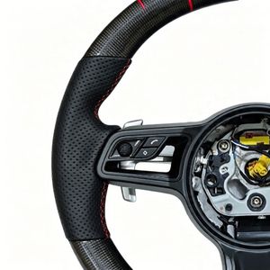 Volante Deportivo Mejorado de Cuero y Fibra de Carbono GT para <span class=keywords><strong>Porsche</strong></span> Panamera, Cayenne, <span class=keywords><strong>Macan</strong></span>, Cayman GT4, Boxster 718, 981, 911, 991, 991.2, 992 - Product Image 4
