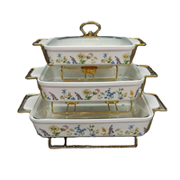 Nouvelle cocotte rectangulaire en céramique avec deux poignées, plat de cuisson, ustensile de cuisson, réchauffage doux, pour hôtel, pot à bouillon, support de pot créatif