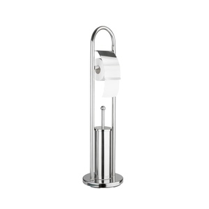 <span class=keywords><strong>Portarotolo</strong></span> per Carta Igienica Ovale in Acciaio Inox Stile Americano con Scopino per WC da Bagno - Product Image 5