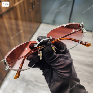 Artesanía de calidad superior Tonos naranjas VVS Tachonado Corte de diamante Gafas de Sol para mujer Audaz Diseñador de moda Gafas certificadas GRA - Product Image 1