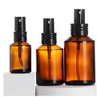Flacon pulvérisateur en verre ambré de 30 ml/60 ml/100 ml avec couvercle noir pour eau d'essence, tonique, sérum de soin de la peau, échantillon cosmétique, recharge et stockage