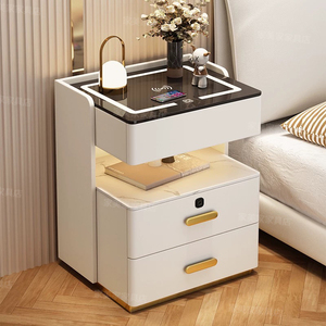 Multi Functional <strong>Bedside</strong> <strong>Table</strong> in the Bedroom, Equipped with Wireless Charging and Adjustable Tri Color <strong>LED</strong> Smart Nightstand - Product Image 5