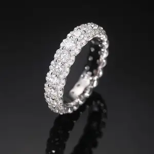 Brilliant D Color Moissanite Diamonds Eternity Band 925 Sterling Silver Ring - Eternal Diamond Wedding Band Jewelry Prong Set