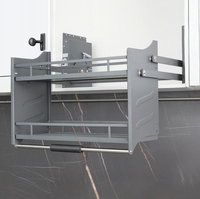 Sistem penyimpanan Lift kabinet dapur, tinggi tarik ke bawah penyimpanan rak piring Lift kaca keranjang Lift