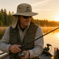 Chapeau Bob de Pêche Formel Personnalisé en Toile de Nylon Kaki Brodé pour Activités de Plein Air Unisexe Vente en Gros OEM